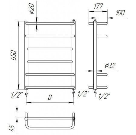 Рушникосушка Драбинка Comfort 6-4 хром 650x482