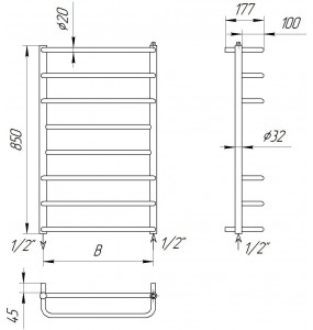 Сушарка для рушників Comfort 8-6 водяна 850x532