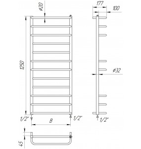 Рушникосушка Драбинка Comfort 12-8 хром 1250x532