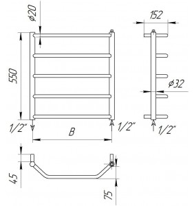 Сушарка для рушників трапеція Standart 5 хром 550x482