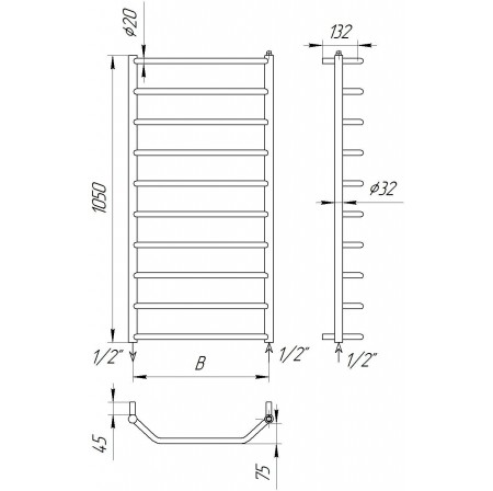 Рушникосушка Standart 10 1050x432