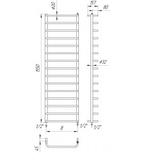 Рушникосушка трапеція Modern 15 хром 1550x482