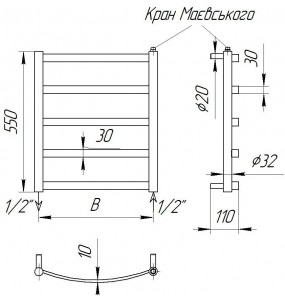 Рушникосушилка Драбинка Maxima 5 хром 550x432
