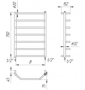 Рушникосушилка Драбинка Standart 7 хром 750x532