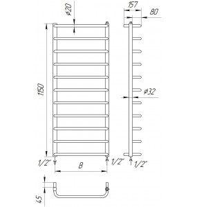Рушникосушка Драбинка трапеція Modern 11 хром водяна 1150x432