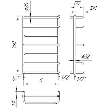 Рушникосушка Comfort 7-5 хром 750x432