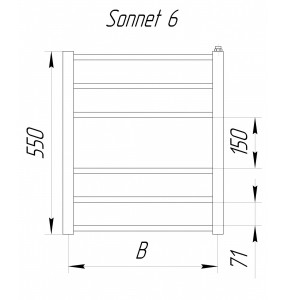 Рушникосушка Sonnet 6 водяна 550x530