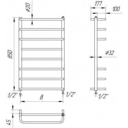 Рушникосушка Comfort 8-6 хром 850x432