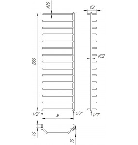 Сушарка для рушників Драбинка трапеція Standart 15 водяна 1550x482