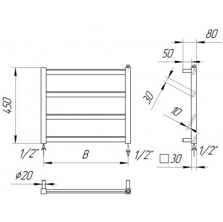 Рушникосушилка Slide 4 хром 450x530