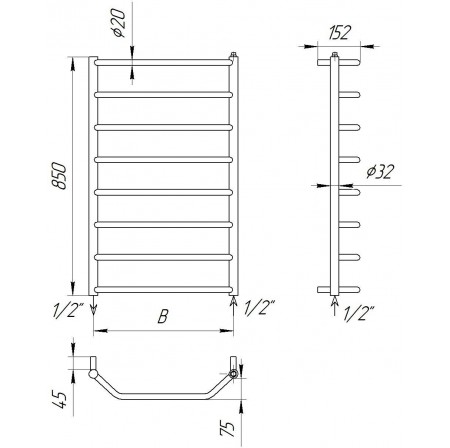 Рушникосушка Драбинка Standart 8 850x482