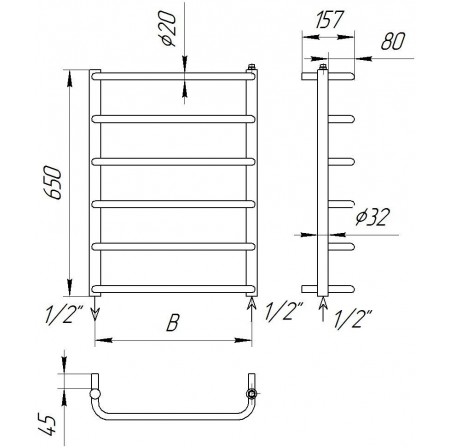 Рушникосушка Modern 6 водяна 650x532