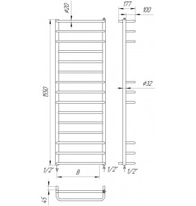 Рушникосушка трапеція Comfort 15-9 1550x482