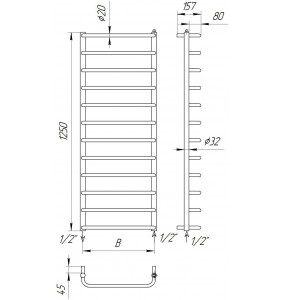 Сушарка для рушників трапеція Modern 12 водяна 1250x482