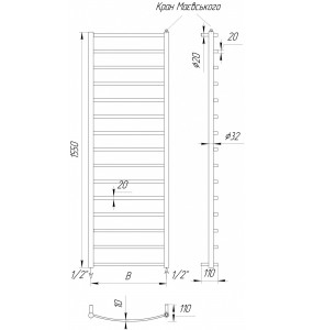 Рушникосушилка Драбинка Elite 15 хром водяна 1550x482