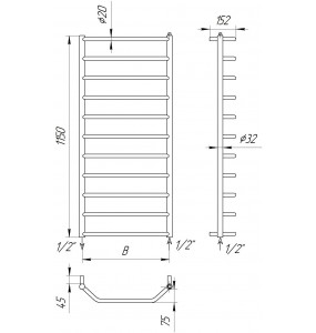 Рушникосушка Драбинка Standart 11 хром водяна 1150x532