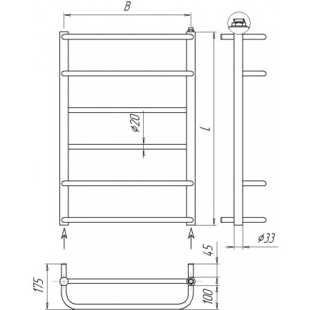 Рушникосушка Драбинка трапеція Comfort 6-4 650x532