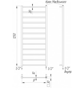 Рушникосушка Драбинка Quatro 12 хром 1250x430