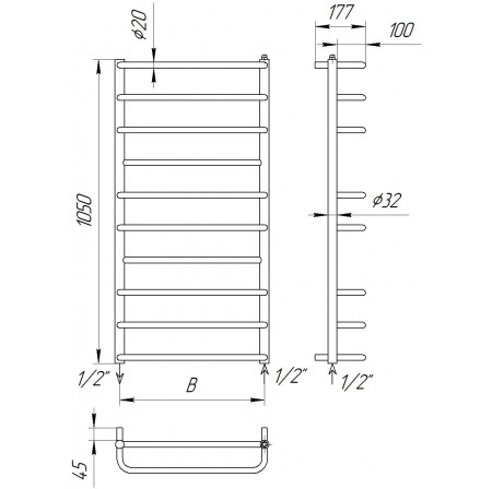 Сушка для рушників трапеція Comfort 10-8 хром 1050x532