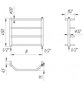 Рушникосушилка трапеція Standart 4 хром водяна 450x532
