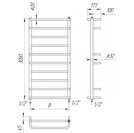 Сушарка для рушників трапеція Comfort 10-6 1050x482