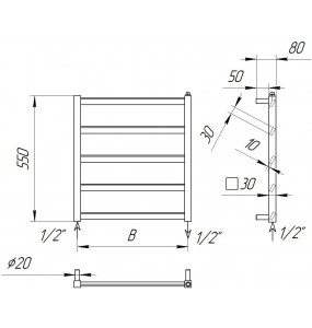 Сушарка для рушників Slide 5 хром водяна 550x530