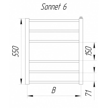 Рушникосушка Драбинка Sonnet 6 водяна 550x430