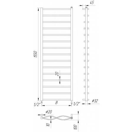 Сушарка для рушників Драбинка Lagoon 15 водяна 1550x432