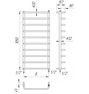 Рушникосушка Драбинка трапеція Modern 10 хром водяна 1050x432