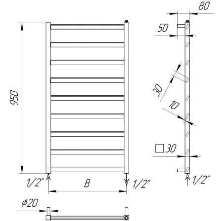 Рушникосушка Драбинка Slide 9 водяна 950x430