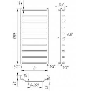 Сушка для рушників трапеція Luxe 10 хром водяна 1050x432