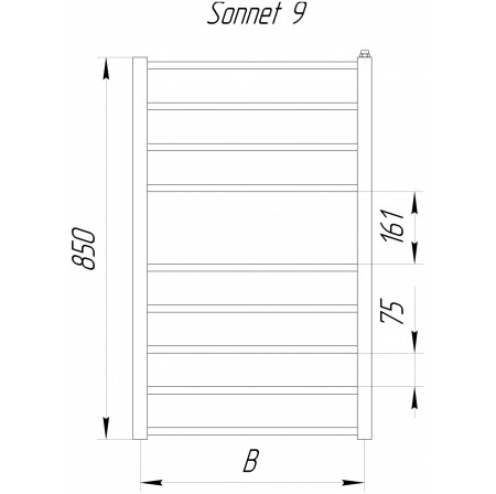 Рушникосушка Sonnet 9 хром водяна 850x530